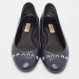Balenciaga Navy Blue Leather Ballet Flats