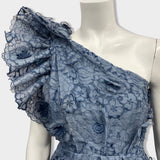 Stella McCartney blue lace floral one shoulder mini dress