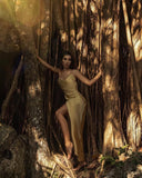 Revolve gold silk dress