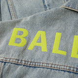Balenciaga Neon Logo Print Denim Jacket