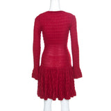 Alaia Red Chenille Wool Knitted Dress