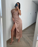 K. Rutman Rose Gold Silk Dress