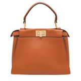 Fendi Brown Leather Mini Peekaboo Too Handle Bag