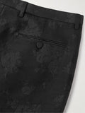 Saint Laurent black pleated wool and silk-blend brocade shorts