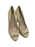 Miu Miu Cork platform Beige patent pumps