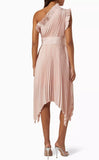 Mossman Ladylike One Shoulder Midi Dress in Blush