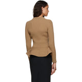 Alexander McQueen Tan Cashmere Peplum Sweater