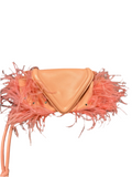Bottega Veneta peach beak ostrich feather bag