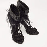 New Dior Black feather sandals