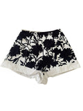 Prada black and white Floral print shorts set