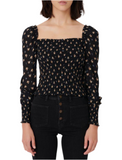 Maje shirred floral-print crepe top