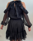 Achers black glitter cold shoulder dress