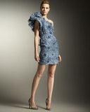 Stella McCartney blue lace floral one shoulder mini dress