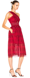 Self-Portrait Red One shoulder lace midi dress