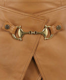 BALMAIN brown leather mini skirt