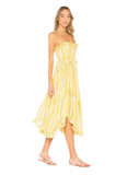 Zimmermann yellow stripe print flared midi dress