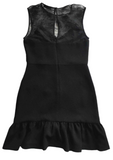 Sandro lace shoulder black mini dress
