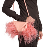 Bottega Veneta peach beak ostrich feather bag
