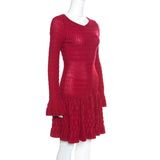 Alaia Red Chenille Wool Knitted Dress