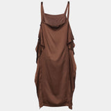 Bottega Venetta brown silk and satin dress