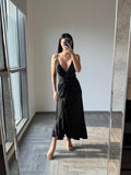 Victoria Bonya black satin long Dress