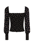 Maje shirred floral-print crepe top