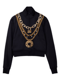 H & Moschino black and gold chains jacket