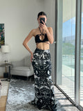 Roberto Cavalli black and white long Skirt