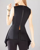 BCBGMAXAZRIA Ariana High/Low Peplum Black Top