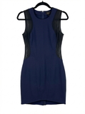 Wish navy blue mesh detail bodycon dress
