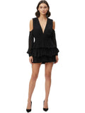 Stelios Koudounaris black ruffle mini dress