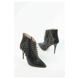 Pinko black leather studded ankle