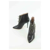 Pinko black leather studded ankle