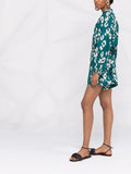 Zimmermann teal leopard print silk billow playsuit