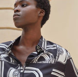 Hermes black/white print shirt