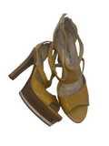 Jimmy Choo yellow wooden heel leather sandals