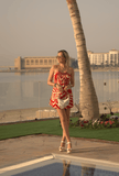 Sky red and white dress