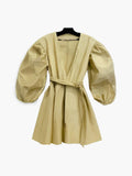 Valentino beige puffy sleeves dress