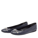 Balenciaga Navy Blue Leather Ballet Flats