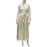Hermes Jacquard ivory maxi dress with belt