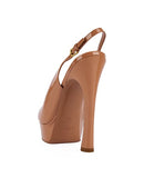 Yves Saint Laurent light brown open toe platform pumps