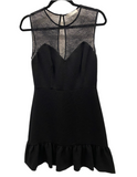 Sandro lace shoulder black mini dress