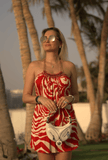 Sky red and white dress