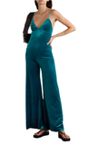 Norma Kamali open back stretch velvet Jumpsuit - blue