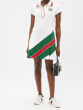 Gucci Web-stripe Polo Dress In White