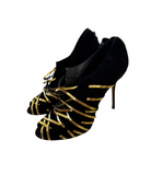 Casadei Black and Gold Suede Sandals