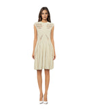 Alexander McQueen Beige Floral Jacquard Stretch Wool Flared Dress