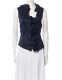 Anne Fontaine navy blue ruffle top