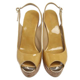Jimmy Choo Beige Patent Leather Prova Cork Slingback Wedges