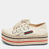 Gucci Cream Canvas Lilibeth Platform Espidrille Sneakers